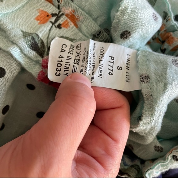 Linen Luv Polka Dot Linen Pants Lagenlook Artsy Mint Green - Picture 8 of 8